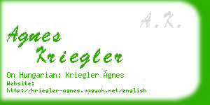agnes kriegler business card