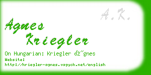 agnes kriegler business card